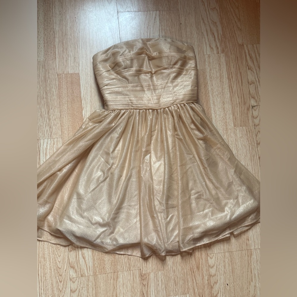 Brand New Elegant Gold Strapless Dress Size 0